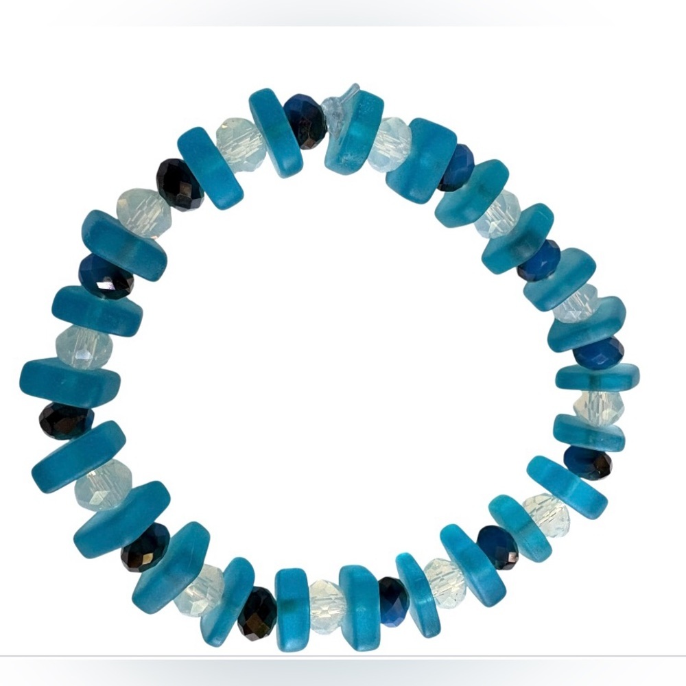Natural Stone, Sea glass, Crystal and Czech Glass Beaded Stretch Bracelets. - Picture 10 of 15